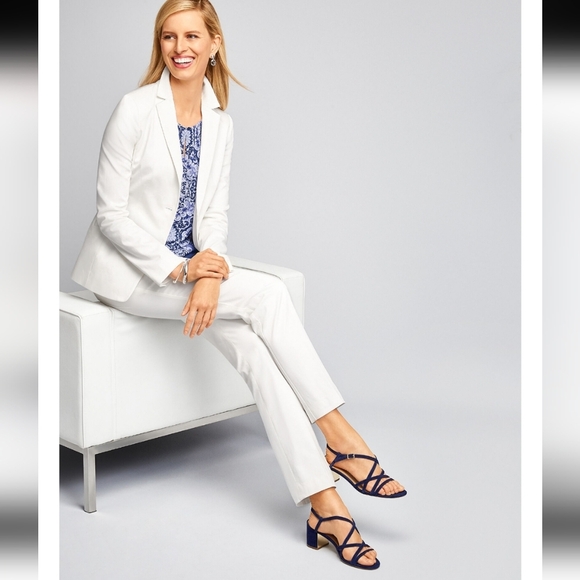 NEW Talbots Cotton Straight Leg Pants Classic Crop Split Hem Preppy Summer Chic - Picture 5 of 13